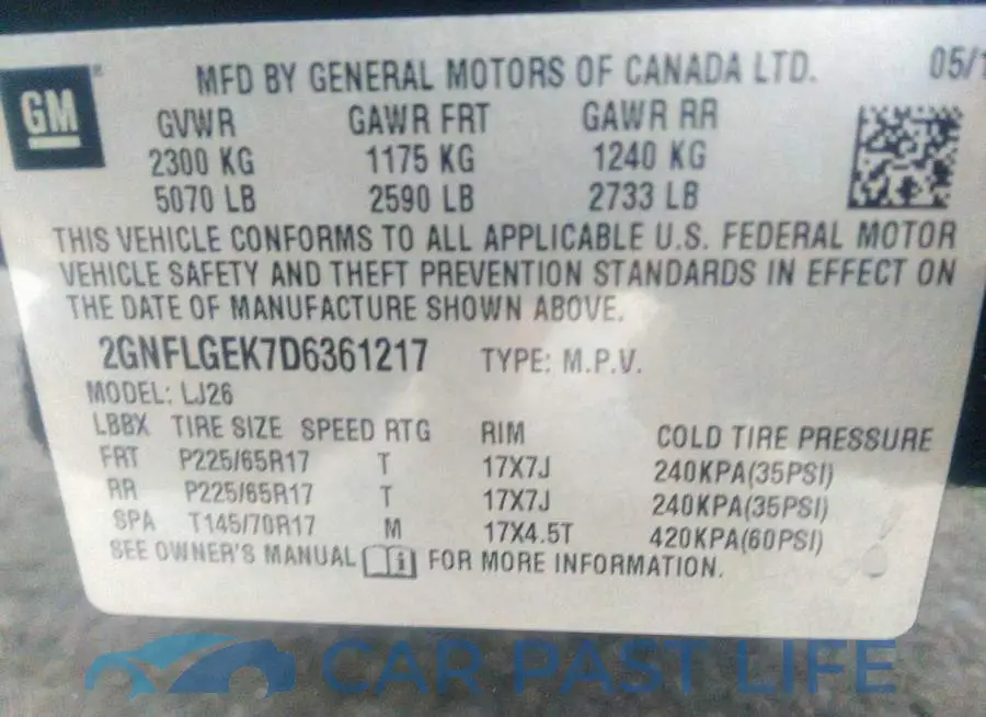 2GNFLGEK7D6361217# 9