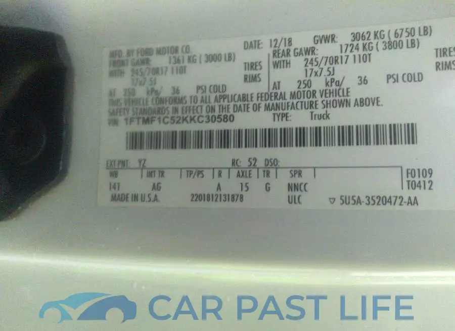 1FTMF1C52KKC30580# 9