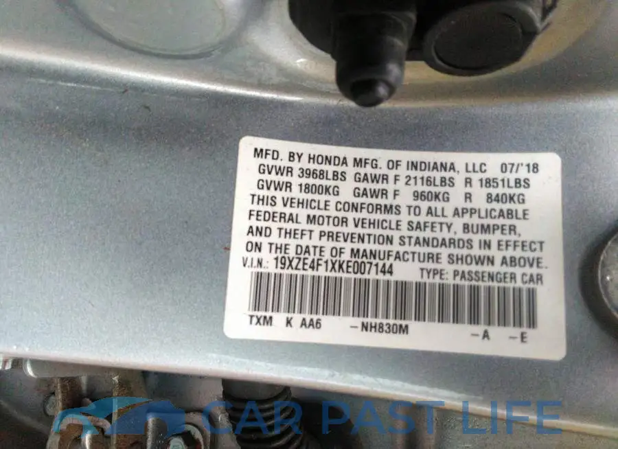19XZE4F1XKE007144# 9