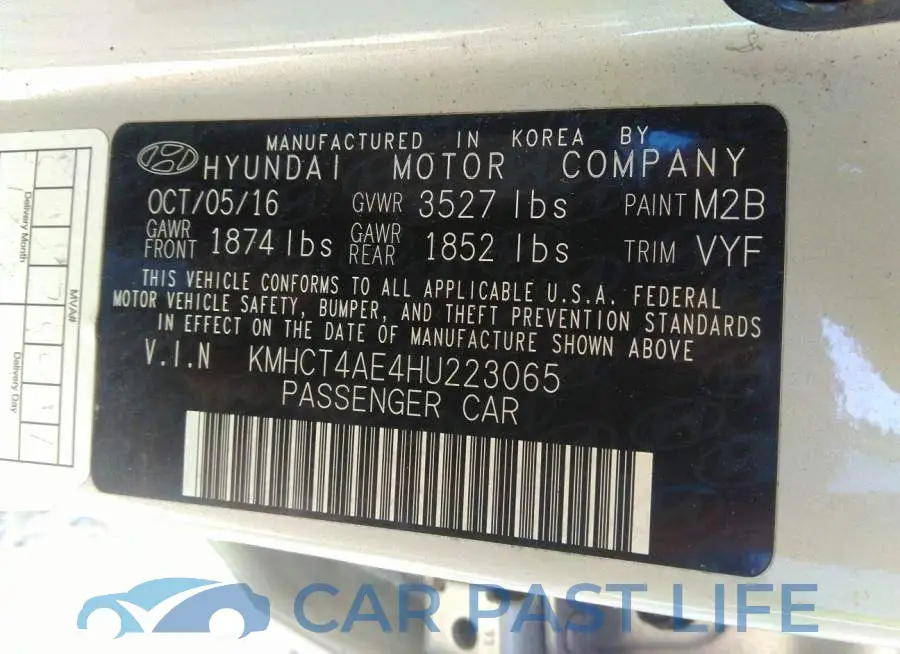 KMHCT4AE4HU223065# 9