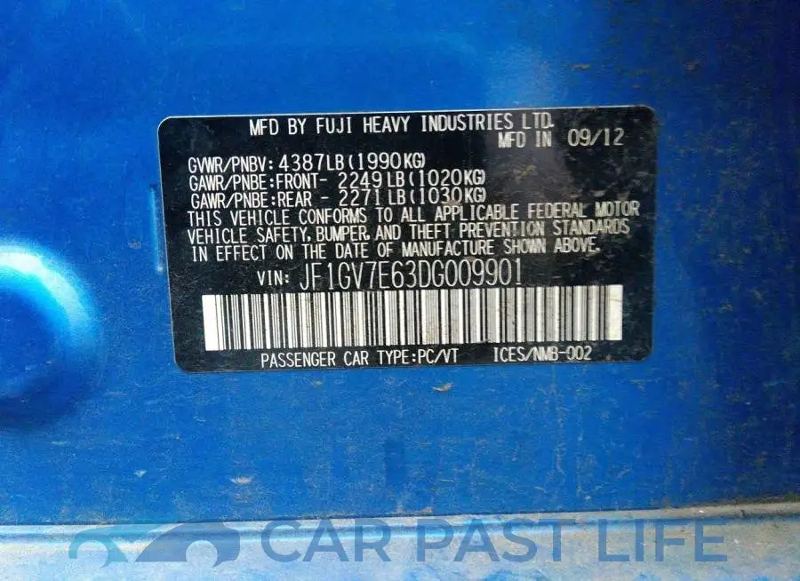 JF1GV7E63DG009901# 9