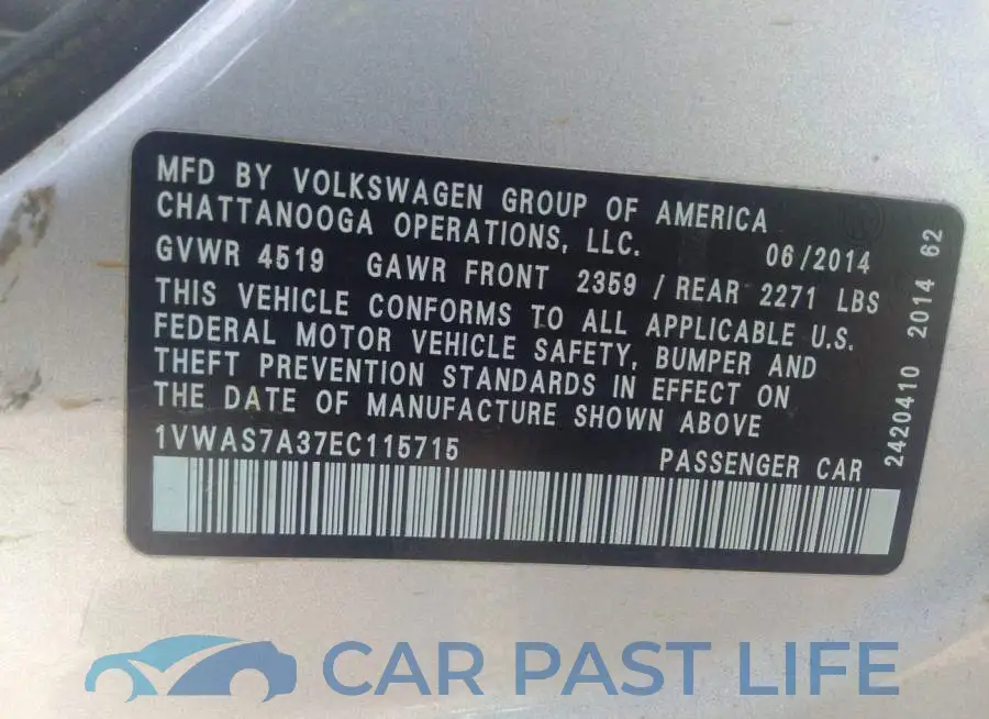 1VWAS7A37EC115715# 9