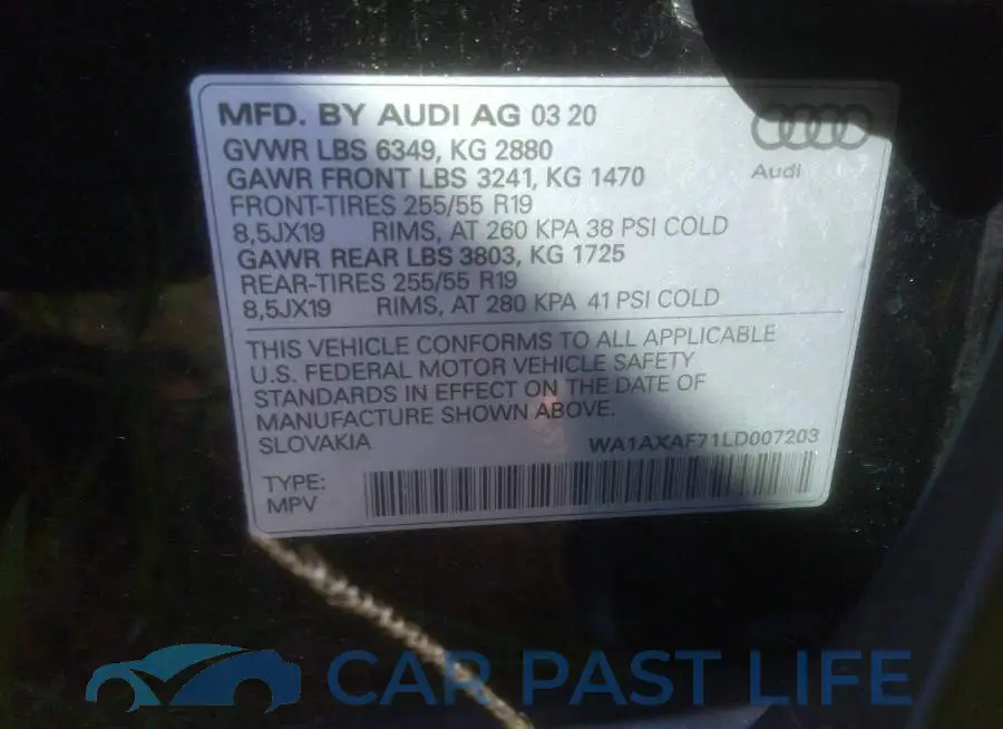 WA1AXAF71LD007203# 7