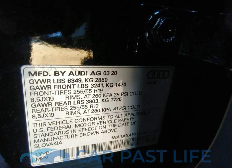 WA1AXAF71LD007203# 9