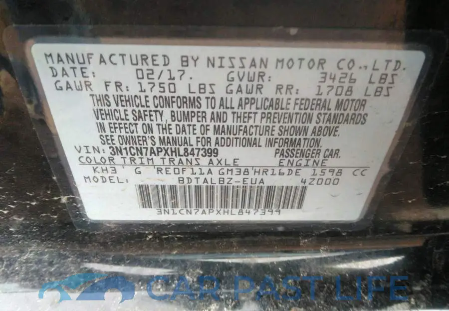 3N1CN7APXHL847399# 9