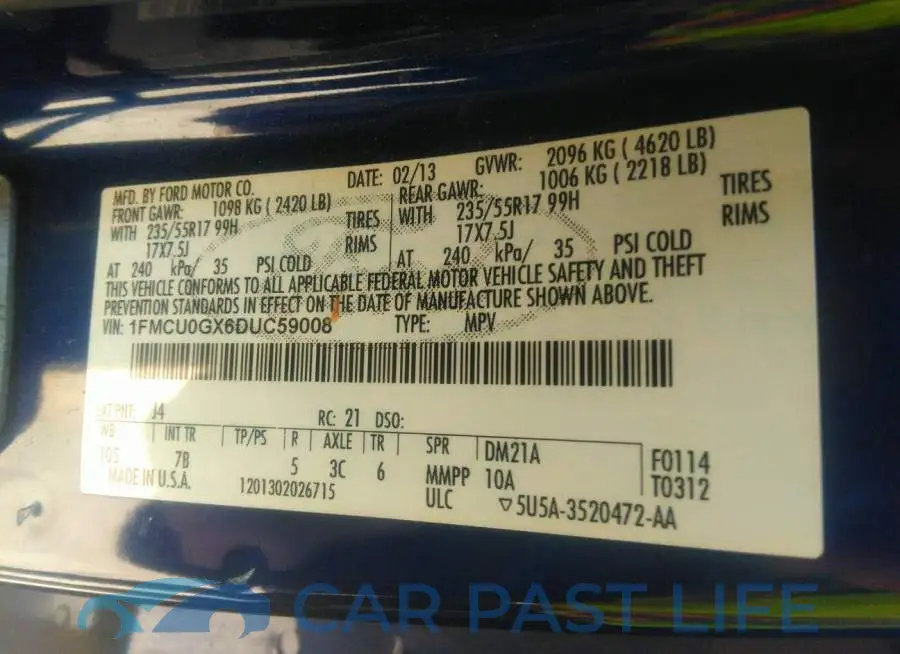 1FMCU0GX6DUC59008# 9