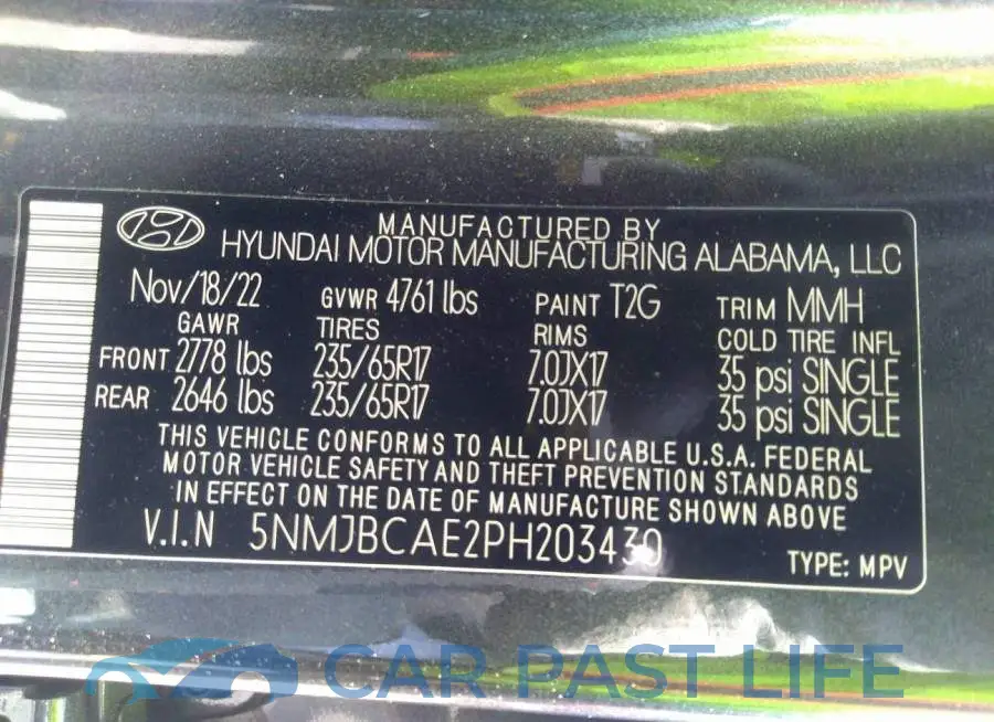 5NMJBCAE2PH203430# 9