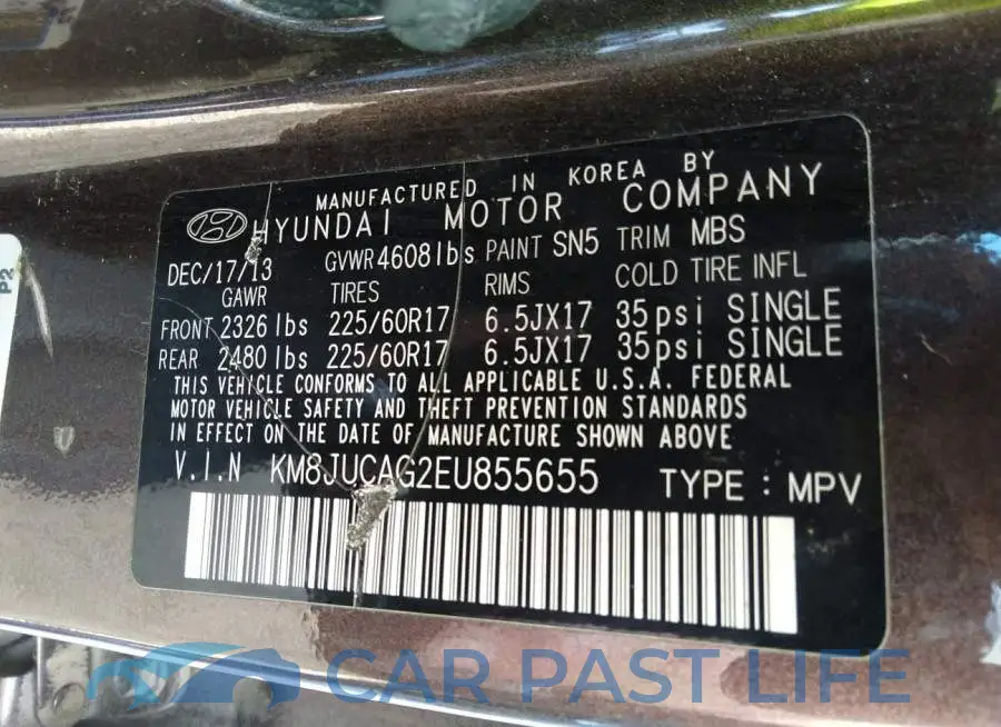 KM8JUCAG2EU855655# 9