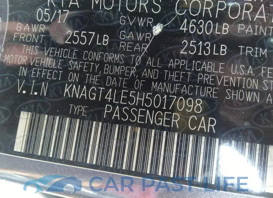 KNAGT4LE5H5017098# 9