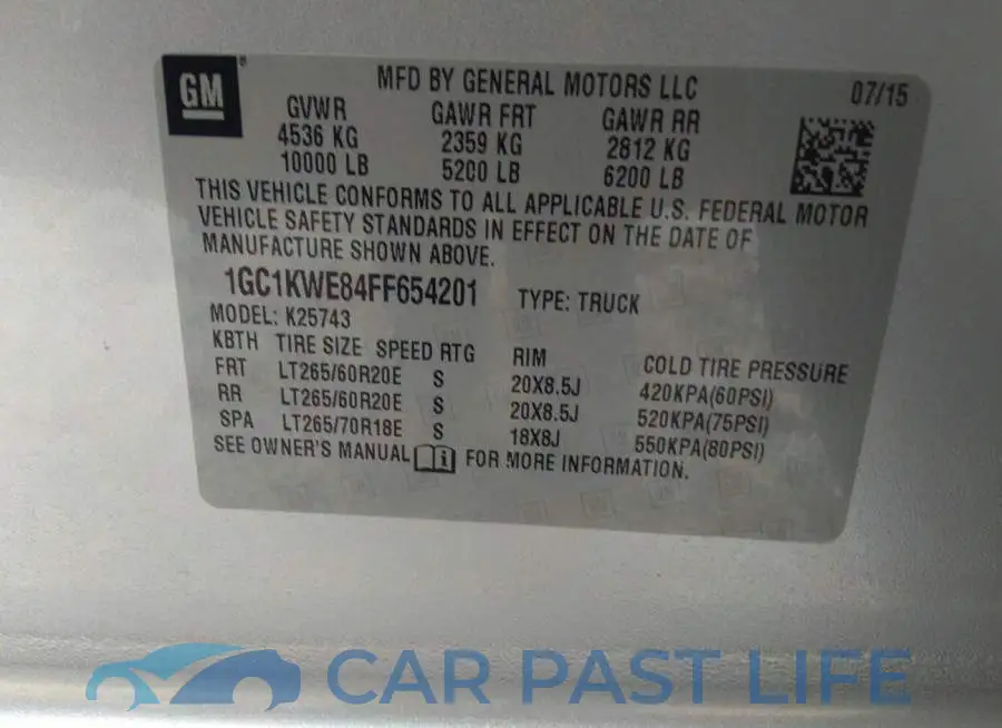 1GC1KWE84FF654201# 9