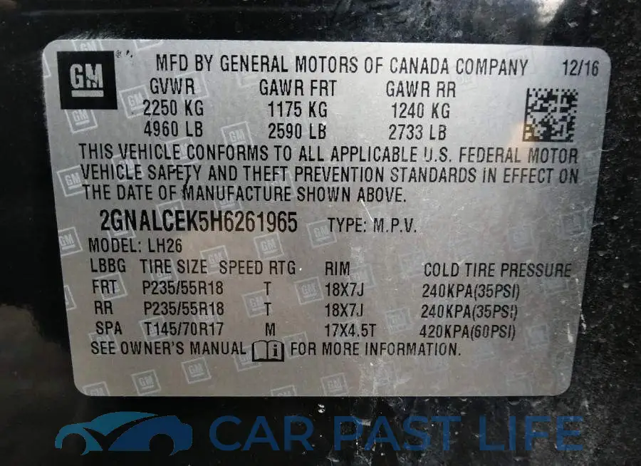 2GNALCEK5H6261965# 9