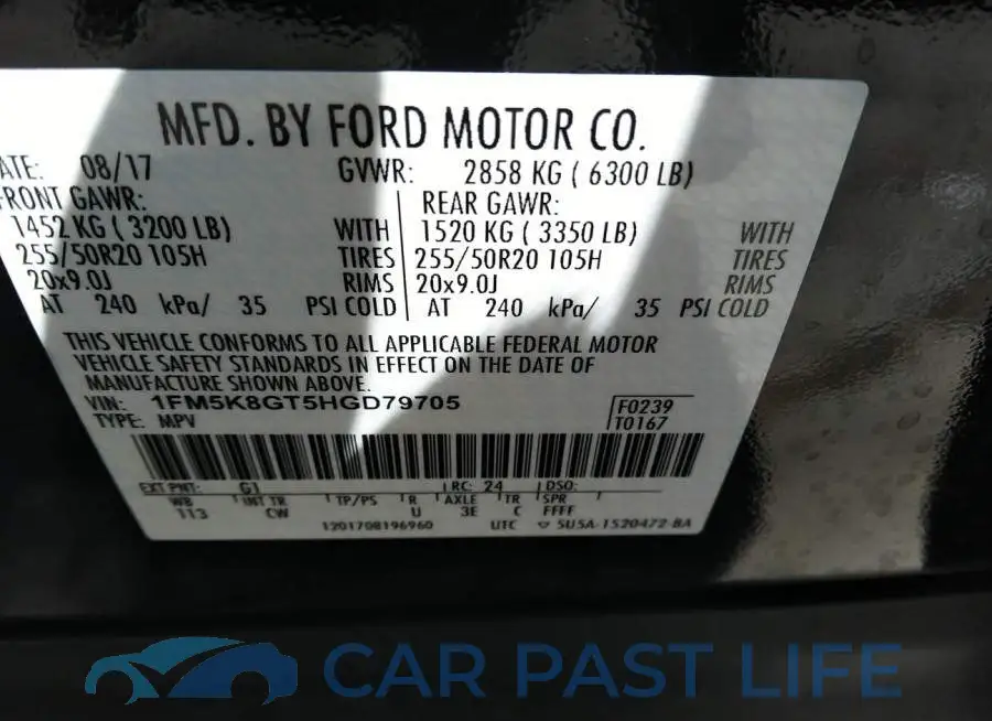 1FM5K8GT5HGD79705# 9