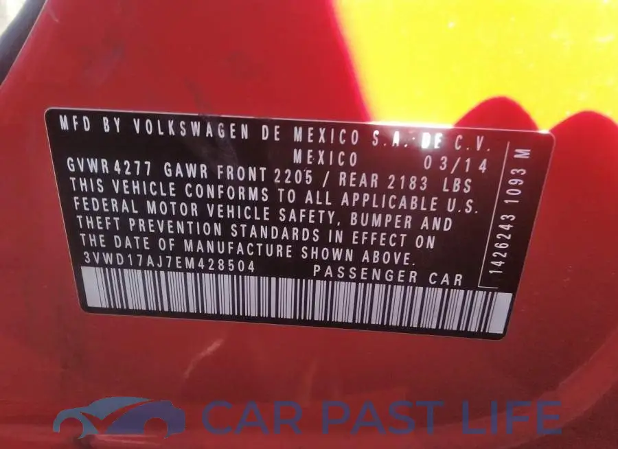 3VWD17AJ7EM428504# 9
