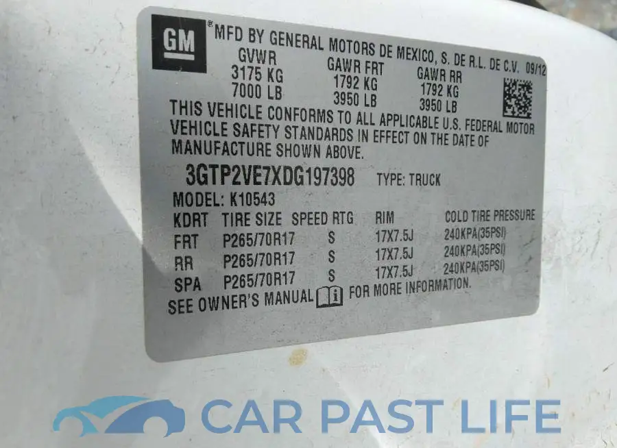 3GTP2VE7XDG197398# 9