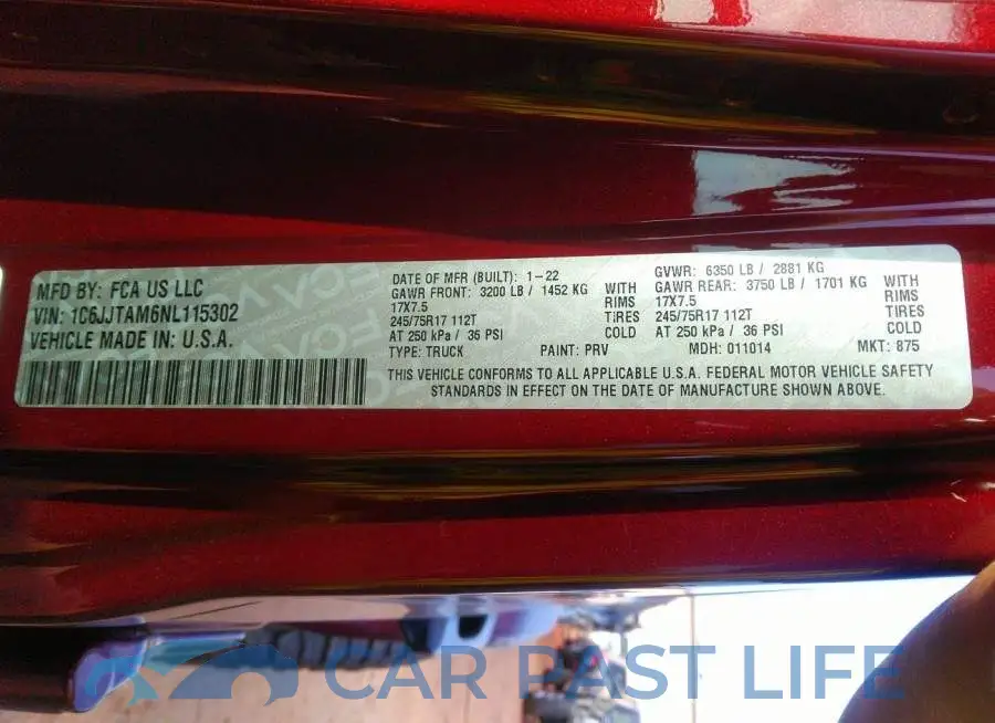 1C6JJTAM6NL115302# 9