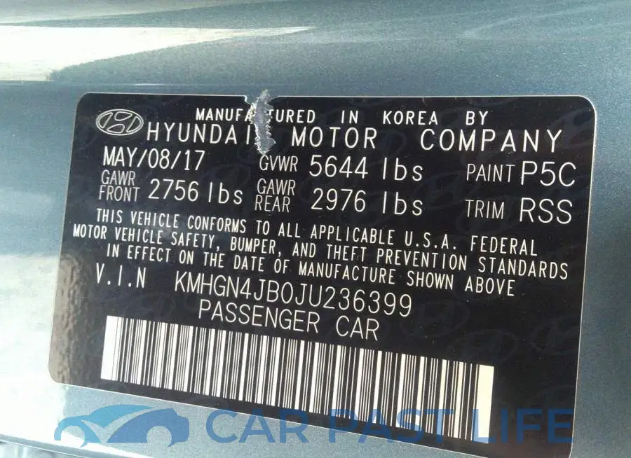 KMHGN4JB0JU236399# 9