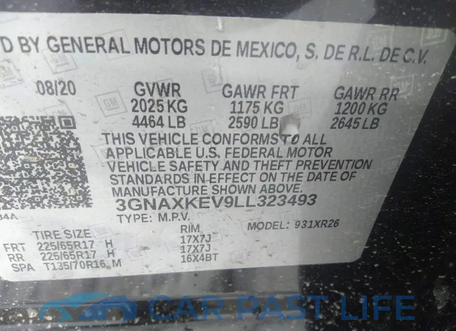 3GNAXKEV9LL323493# 9