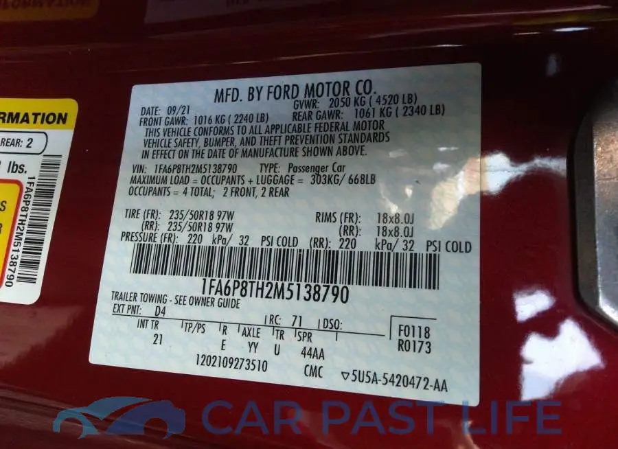 1FA6P8TH2M5138790# 9