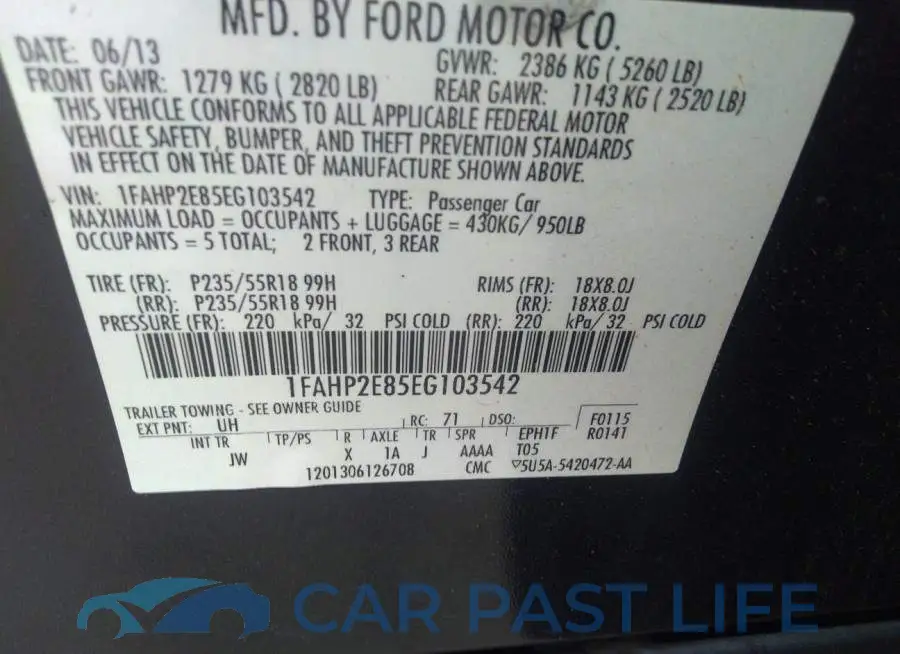 1FAHP2E85EG103542# 9