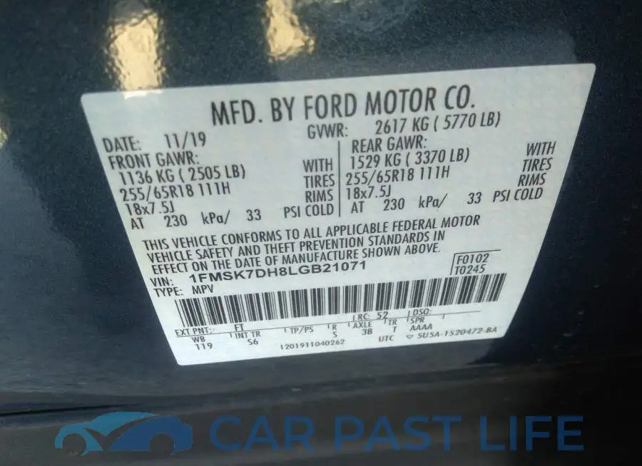 1FMSK7DH8LGB21071# 9