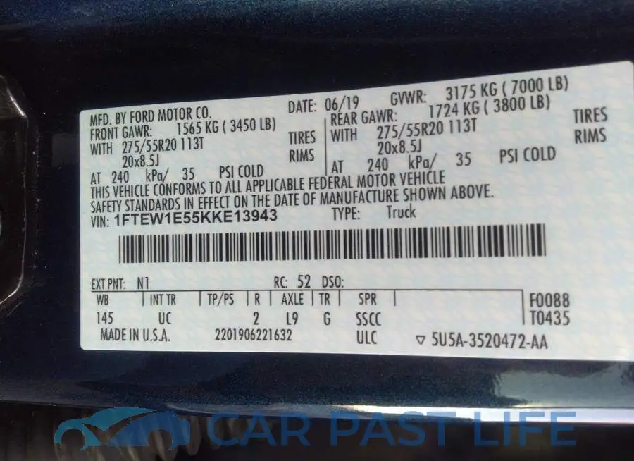 1FTEW1E55KKE13943# 9