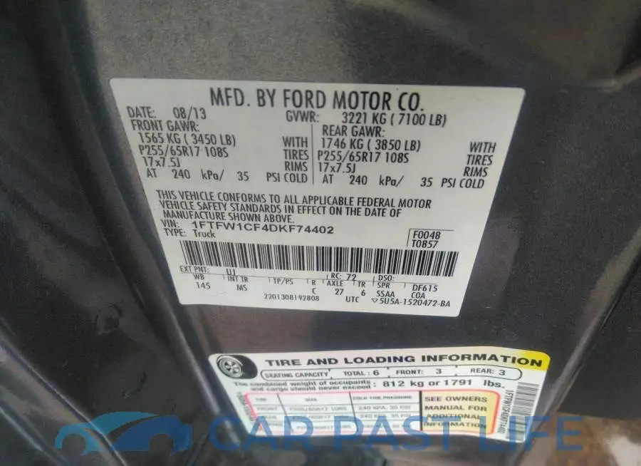1FTFW1CF4DKF74402# 9
