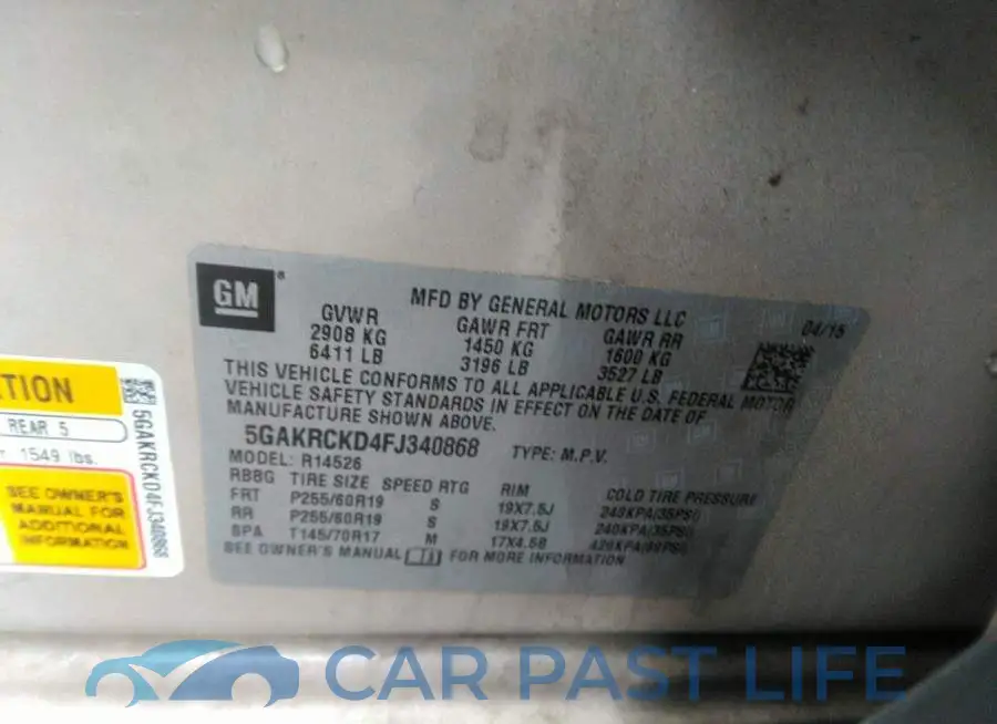 5GAKRCKD4FJ340868# 9