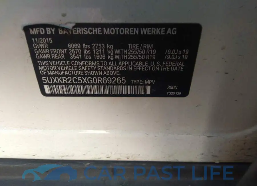 5UXKR2C5XG0R69265# 9
