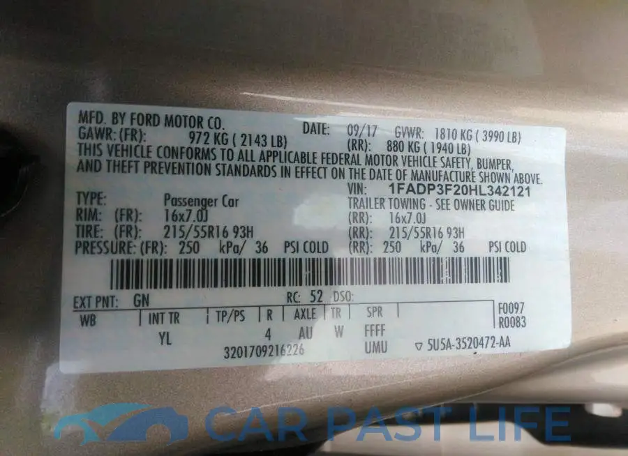 1FADP3F20HL342121# 9