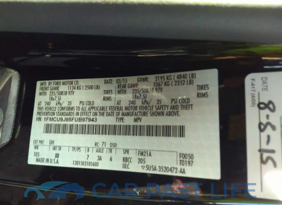 1FMCU9J95FUB97943# 9