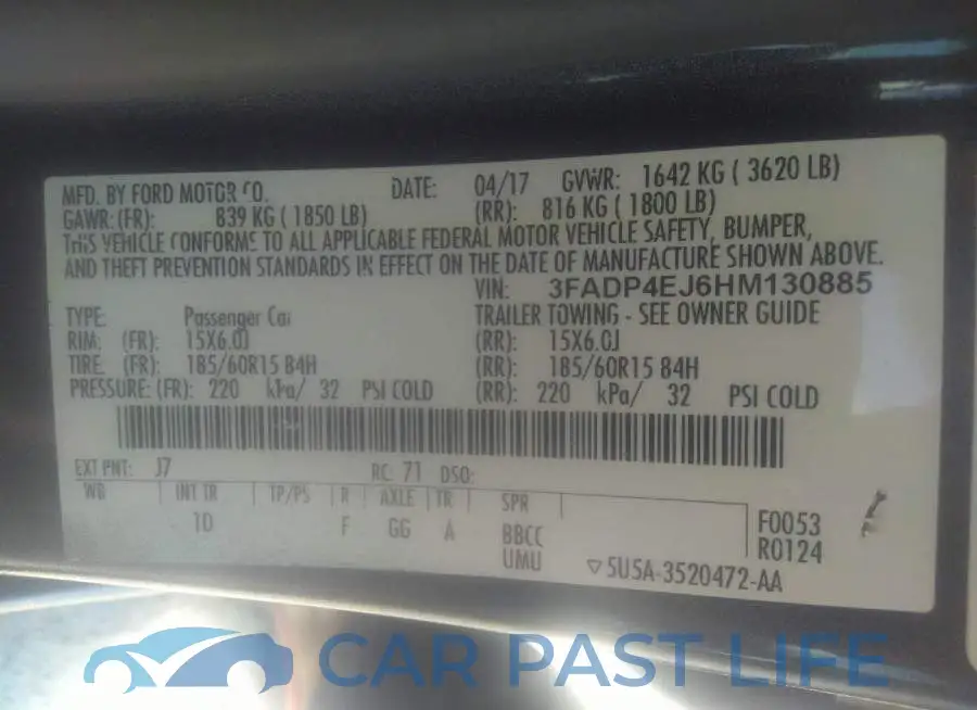 3FADP4EJ6HM130885# 9