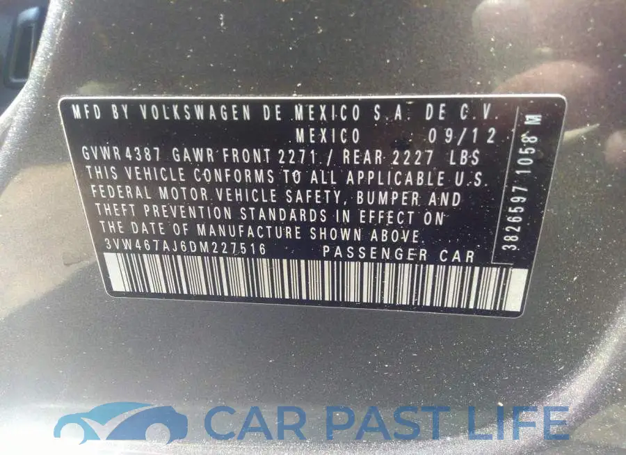 3VW467AJ6DM227516# 9