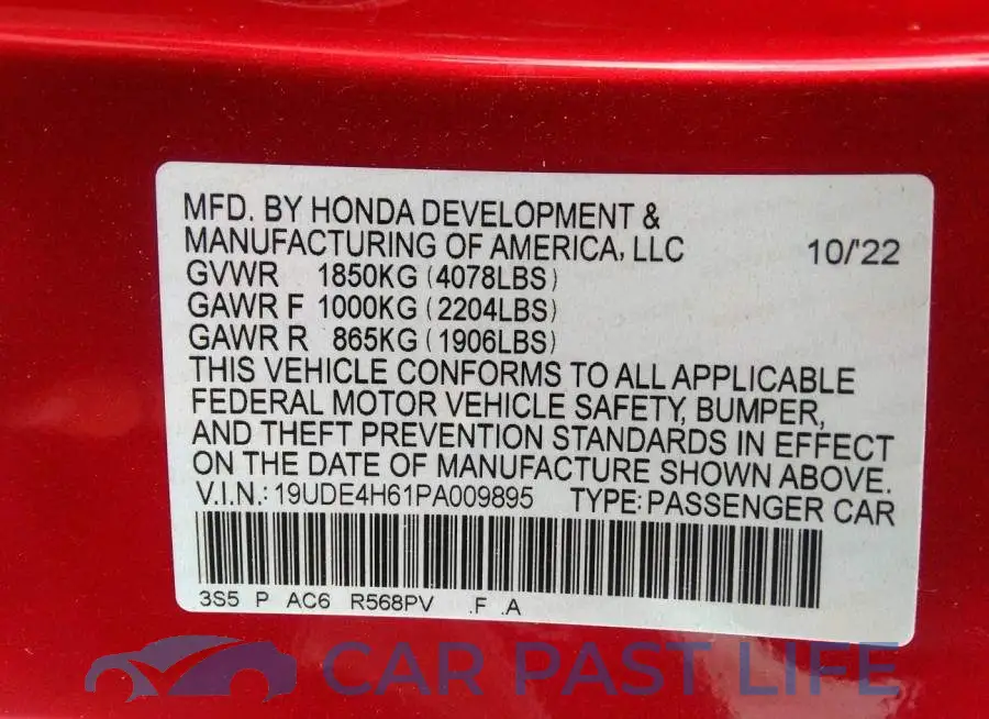 19UDE4H61PA009895# 9