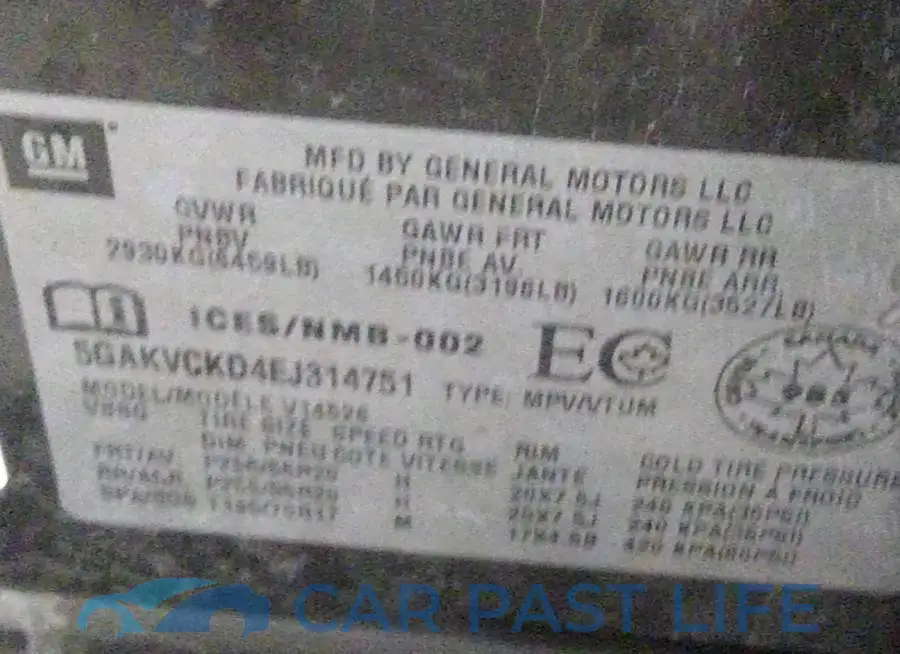 5GAKVCKD4EJ314751# 9