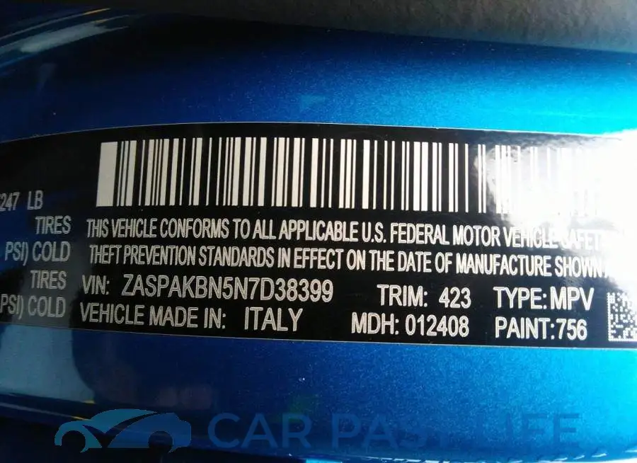ZASPAKBN5N7D38399# 9
