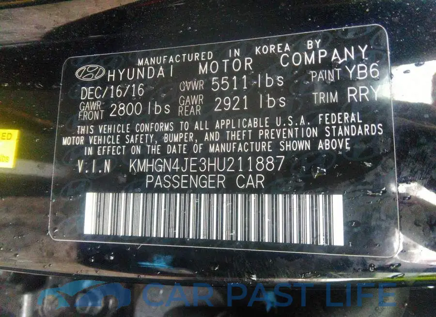KMHGN4JE3HU211887# 9