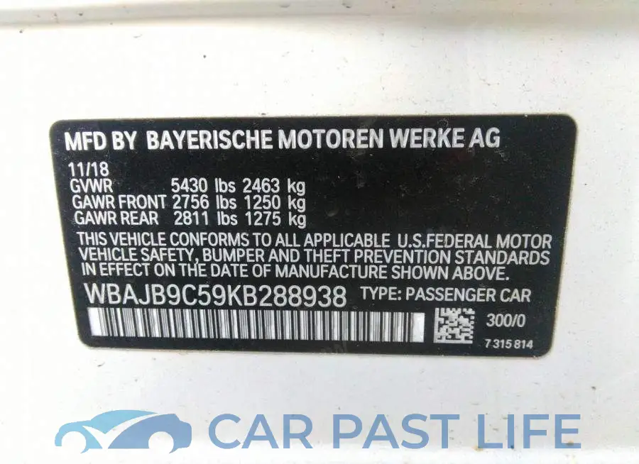 WBAJB9C59KB288938# 9