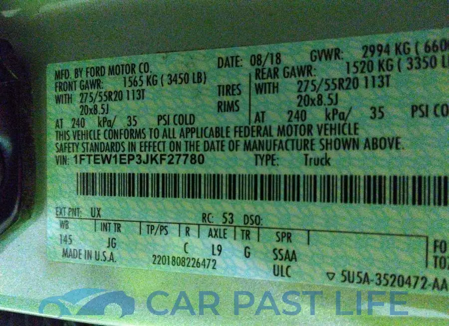 1FTEW1EP3JKF27780# 9