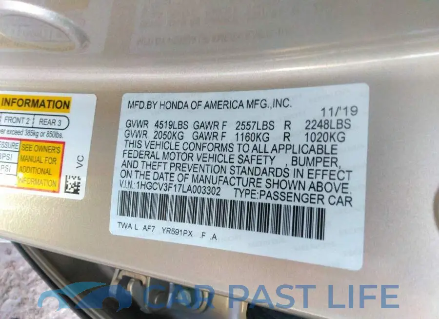 1HGCV3F17LA003302# 9