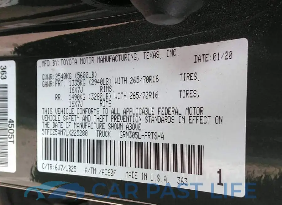 5TFCZ5AN7LX225280# 9