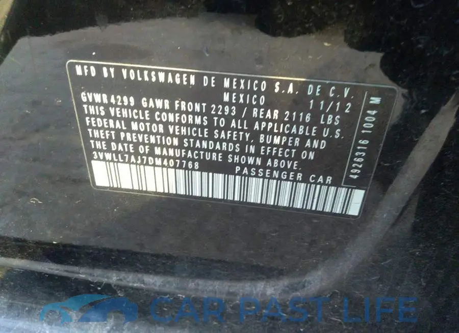 3VWLL7AJ7DM407768# 9