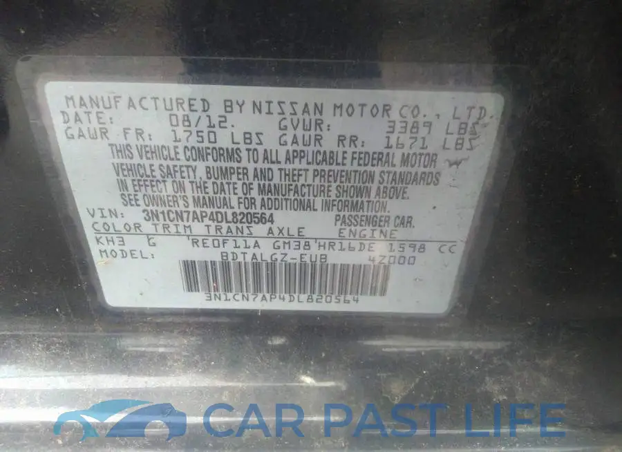 3N1CN7AP4DL820564# 9