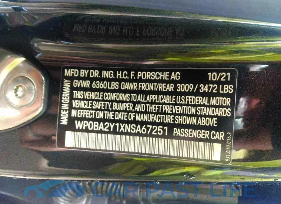 WP0BA2Y1XNSA67251# 9