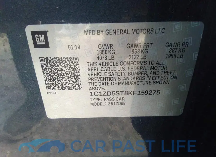 1G1ZD5ST8KF159275# 9