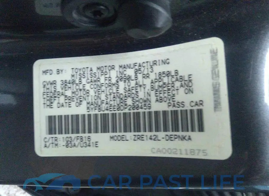 5YFBU4EE0DP200459# 9