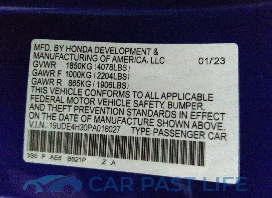 19UDE4H30PA018027# 9