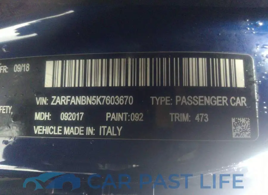 ZARFANBN5K7603670# 9