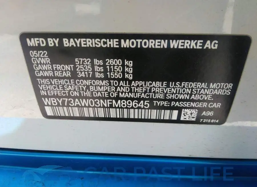 WBY73AW03NFM89645# 9