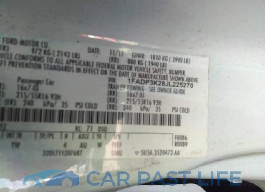 1FADP3K28JL225270# 9