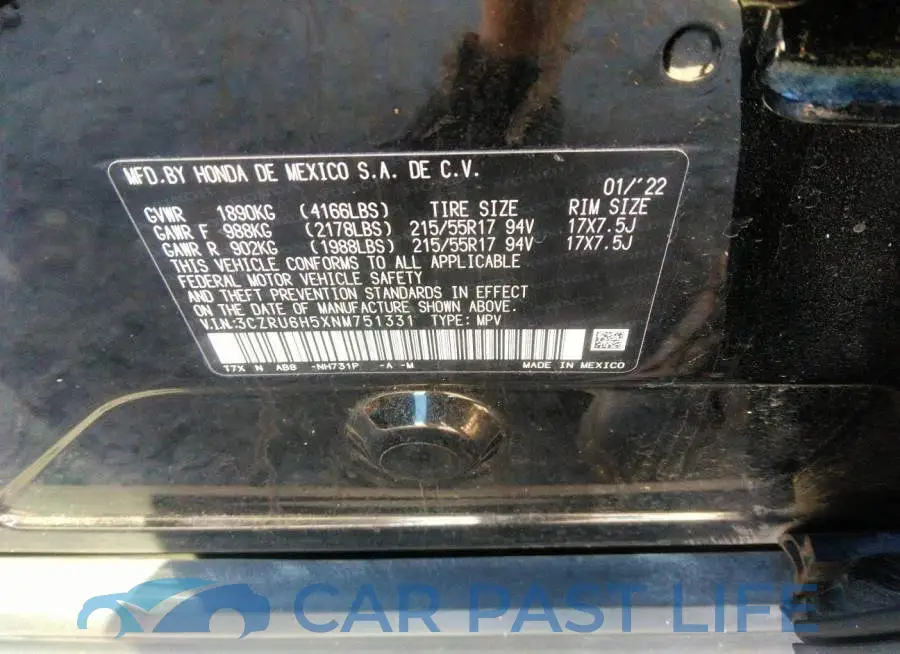 3CZRU6H5XNM751331# 9